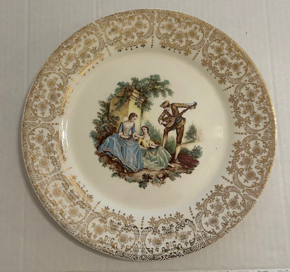 Vtg American Limoges Triumph D'or 22K‎ Gold IT-S284 China Dinner Plate 10” Plate
